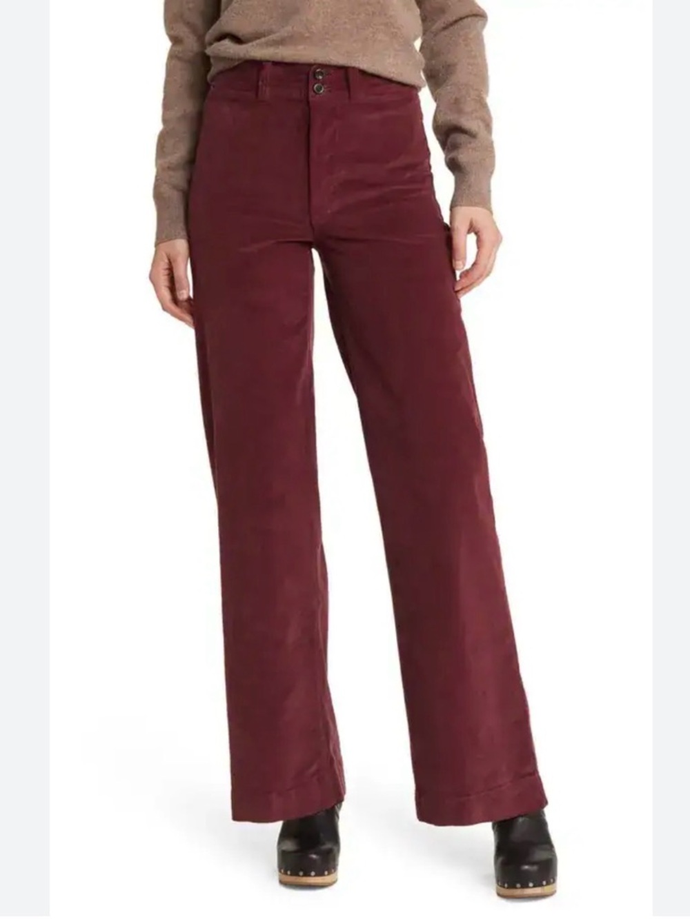 Faherty Corduroy Wide Leg Pants - Maroon Banner size 28